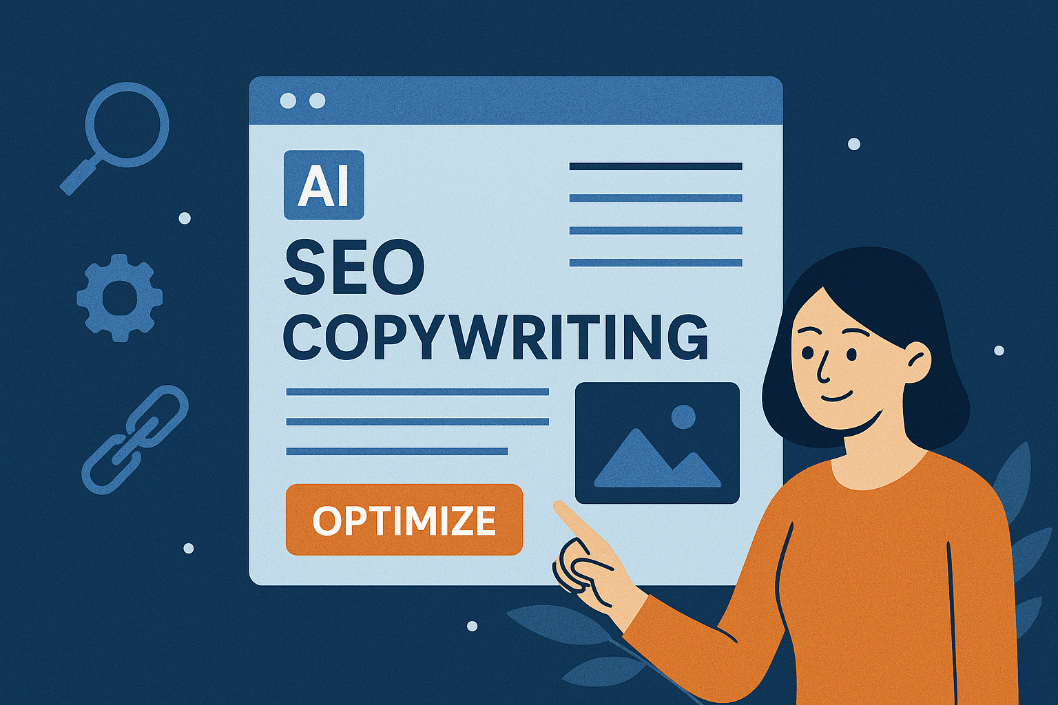 Top AI Copywriting Tools 2 Flat-style digital illustration showing an AI-driven content workflow, with steps like input, generation, preview and publish on a connected flow diagram.
