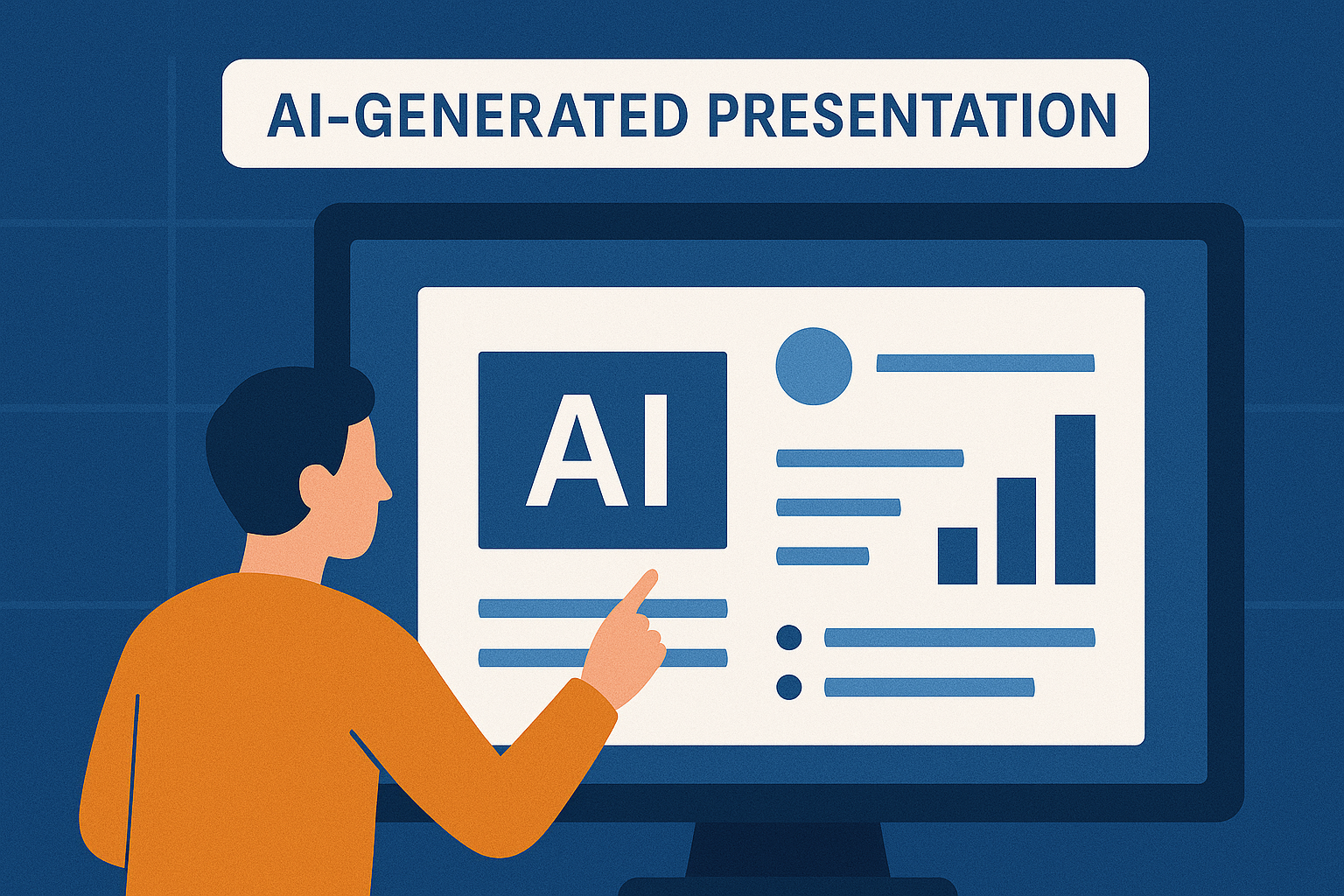 Person using AI software to automatically generate slides from a topic prompt