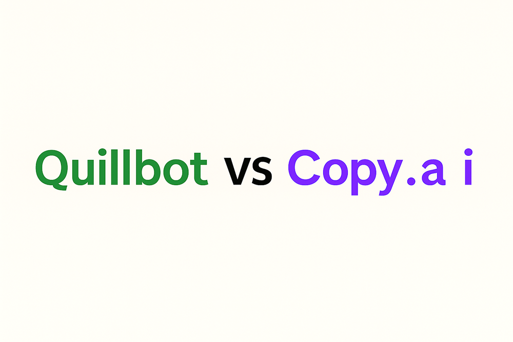 Banner image showing Quillbot vs Copy.ai title on clean background for AIWisePicks comparison