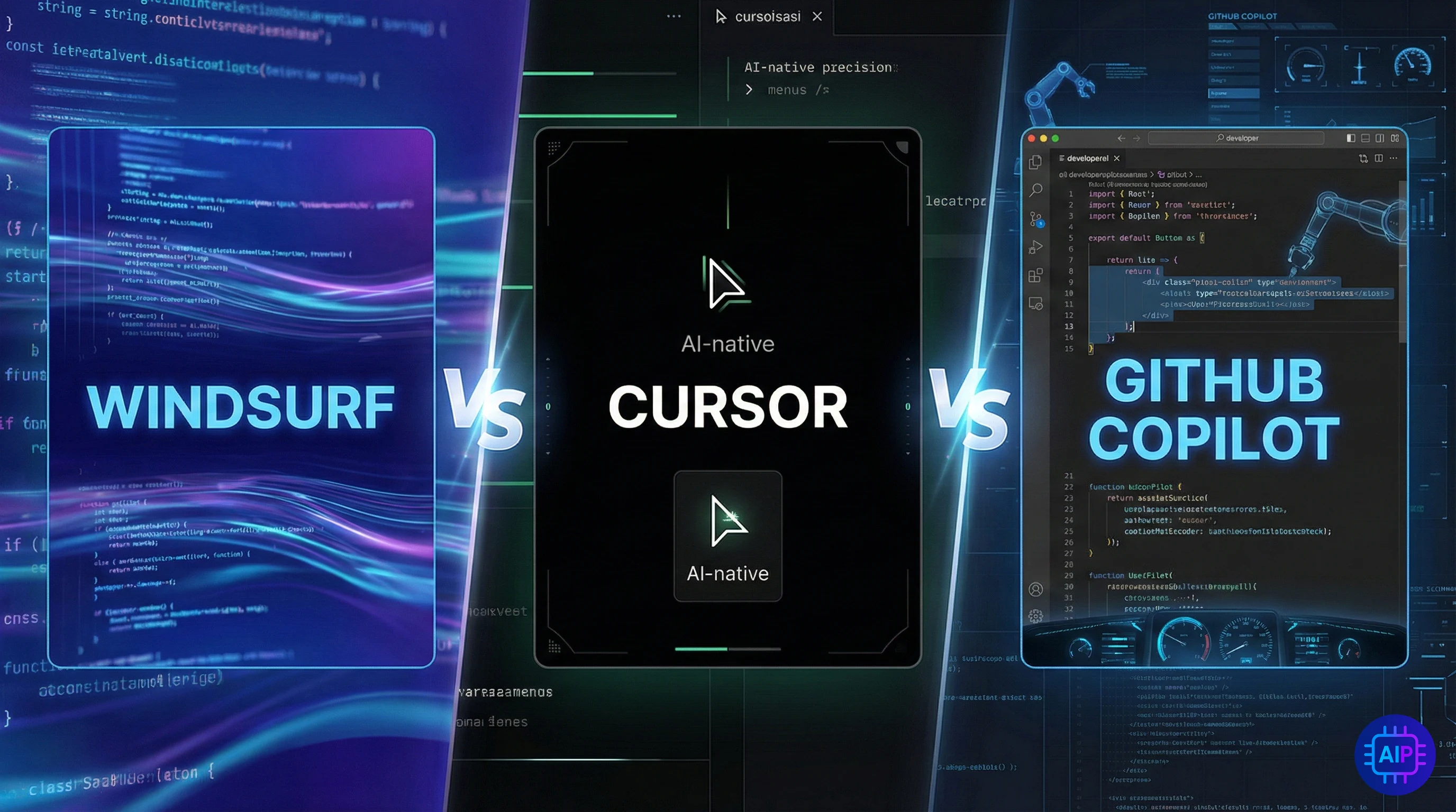 Head-to-head comparison of Windsurf, Cursor, and GitHub Copilot interfaces