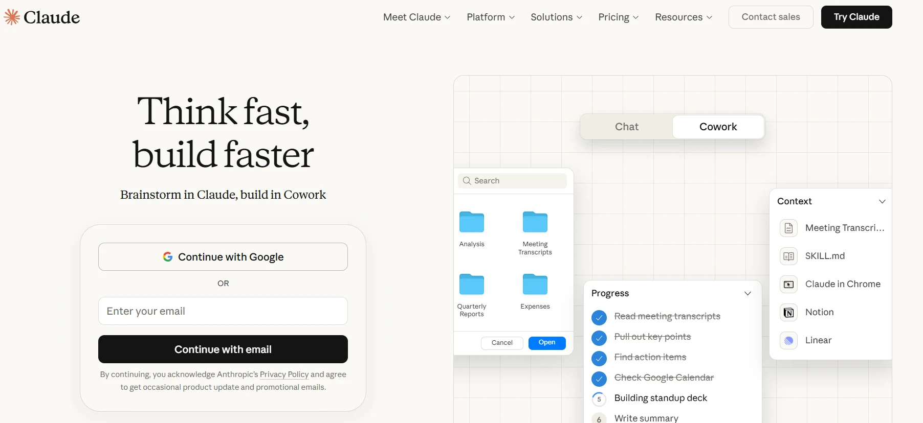 Claude AI official homepage interface with central chat prompt and model selection
