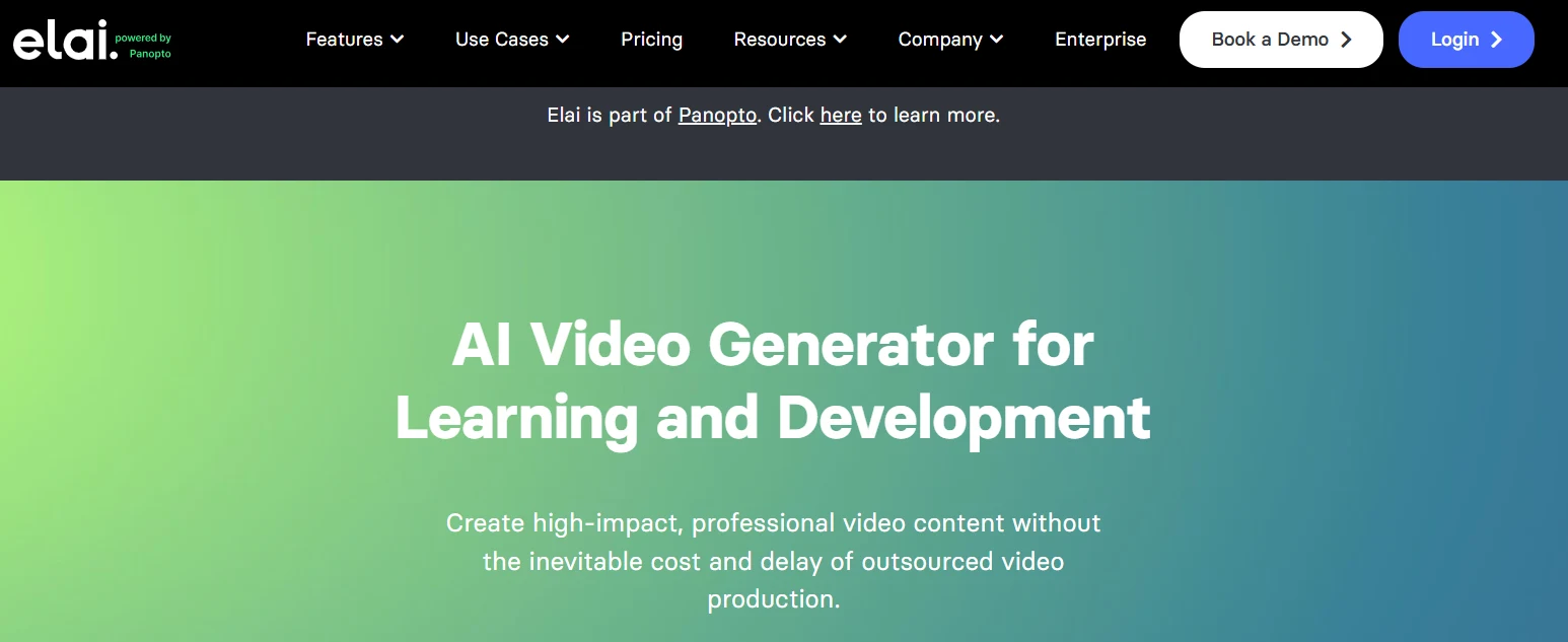 Elai.io dashboard showing the avatar selection and text-to-video editor