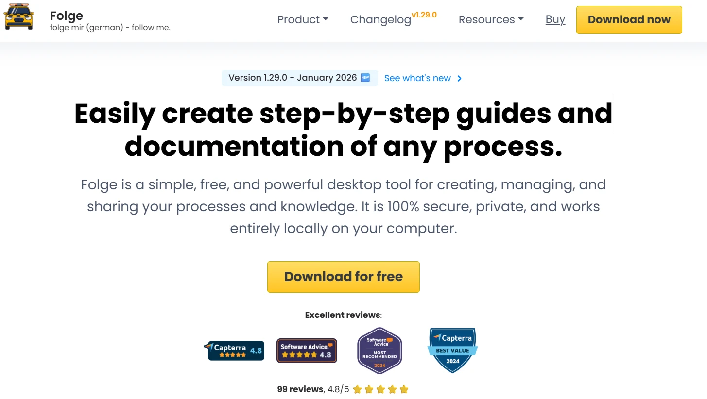Folge desktop editor showing screenshot annotations and step management