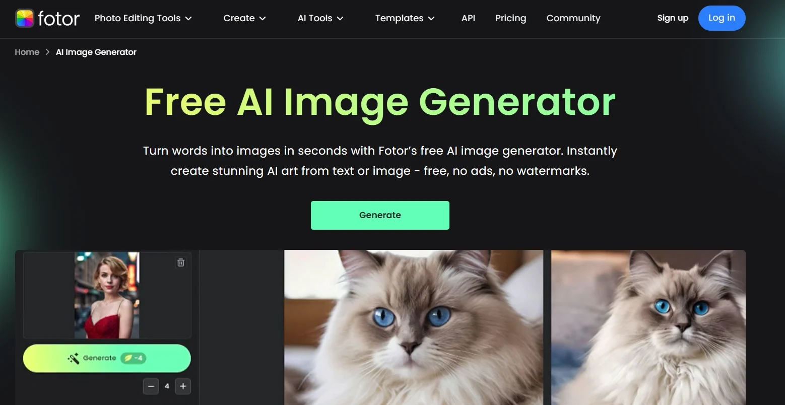 Fotor AI – User-friendly AI art generator for creative visuals Fotor AI Art Generator – Turn text into stunning AI-generated art and portraits with ease