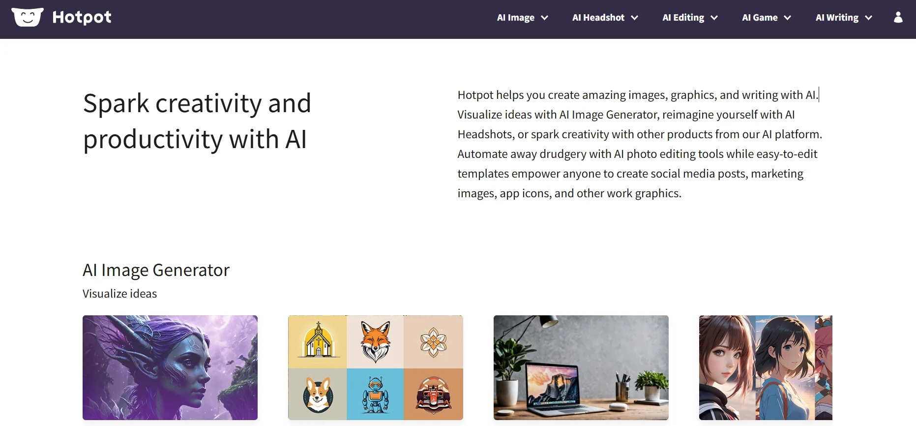 Hotpot AI – Versatile AI tool for images, art, and writing Hotpot AI – Create AI-generated images, artwork, and writing with customizable templates