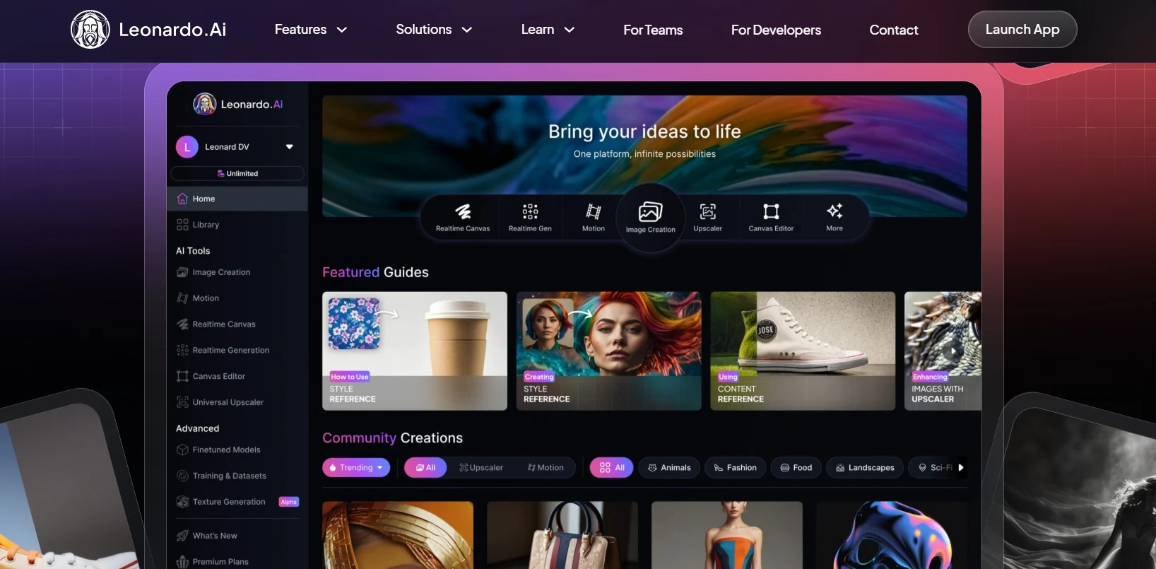 Leonardo AI – Professional-grade AI art generation platform Leonardo AI – Generate high-quality AI art, character designs, and concept illustrations