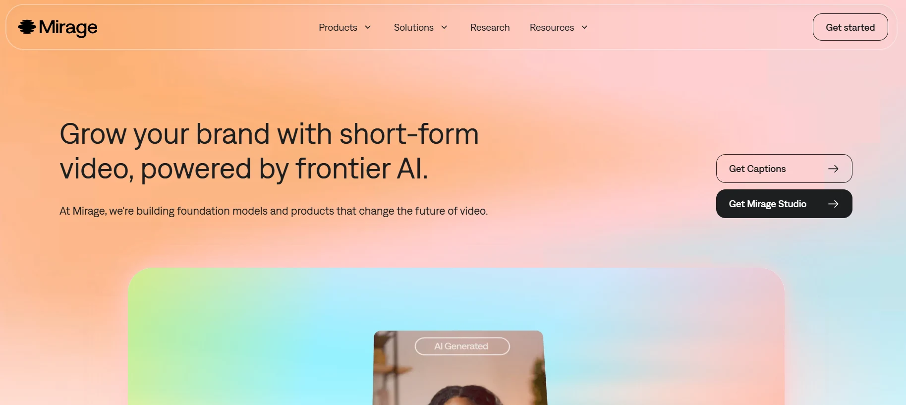 Mirage Studio interface showing multimodal generation tools and AI twin management