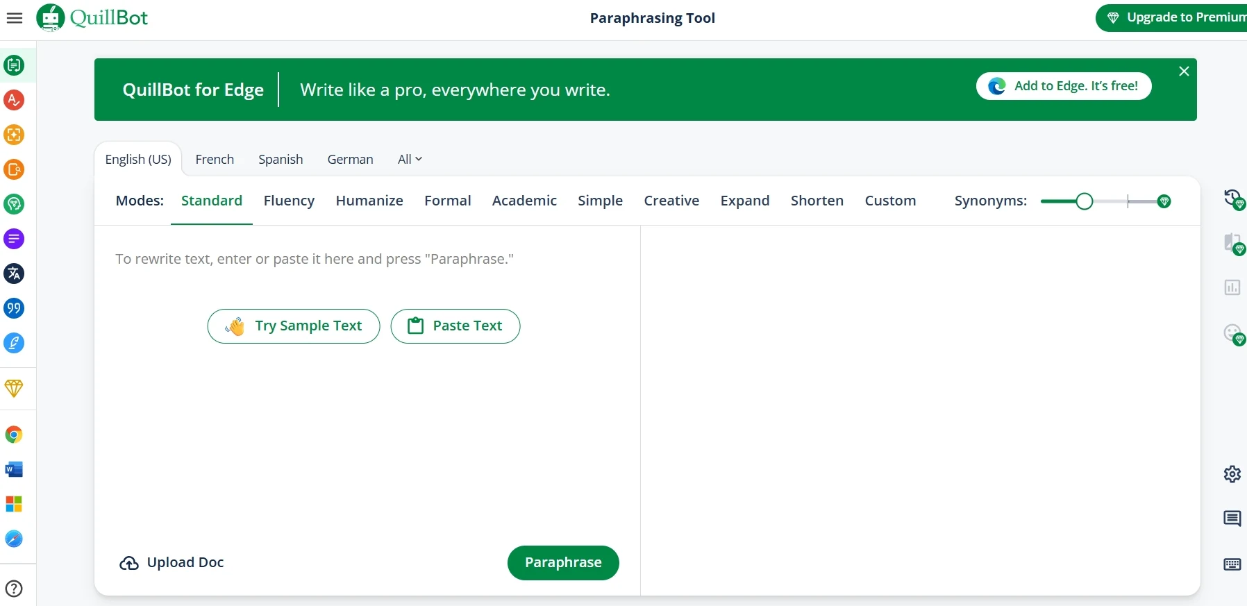 Quillbot Paraphrasing Tool 2 Quillbot Paraphrasing Modes Interface Screenshot