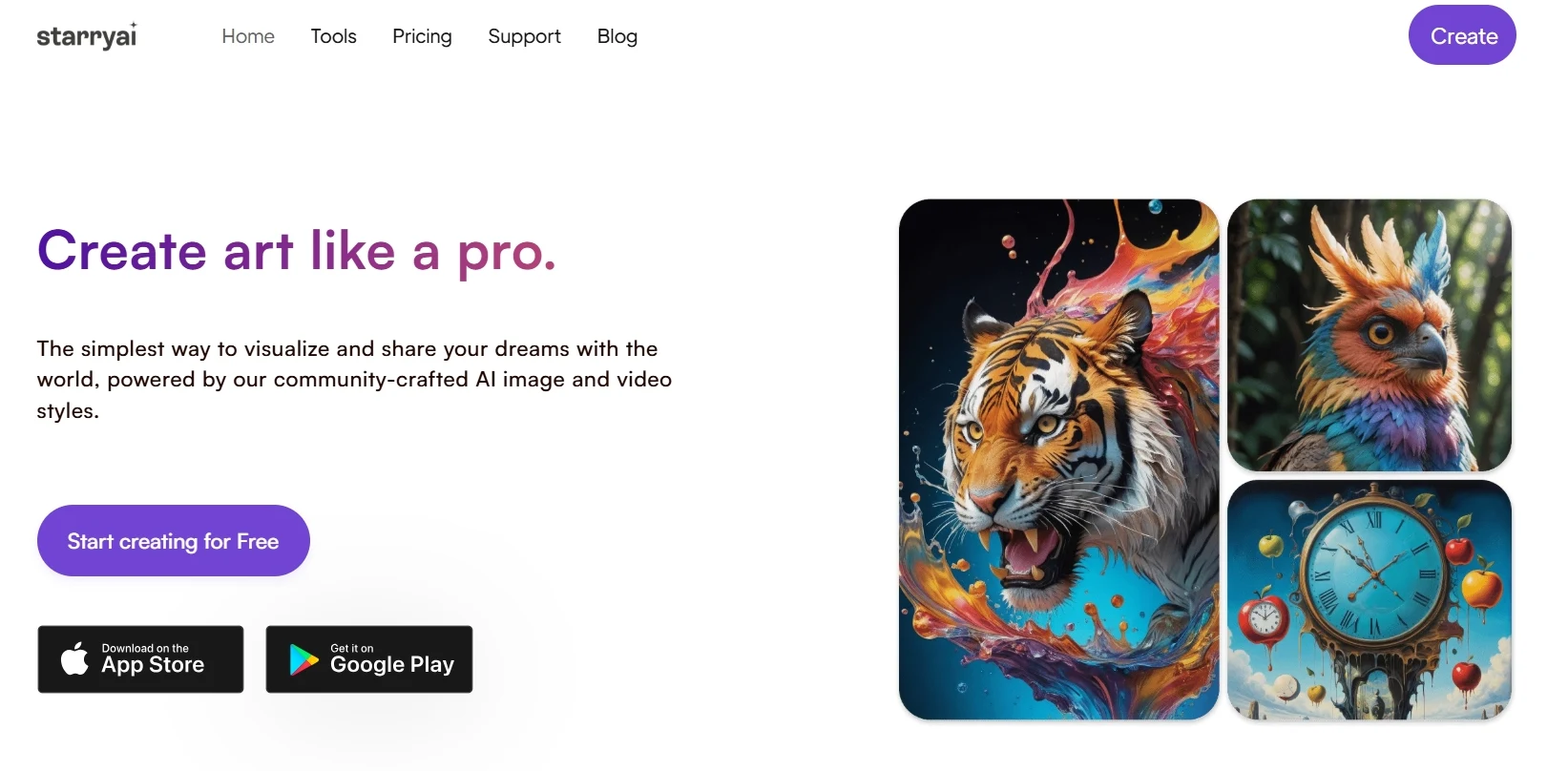StarryAI – Create AI-generated art from text prompts StarryAI – AI art generator that turns text prompts into artwork, ideal for NFT creators and illustrators