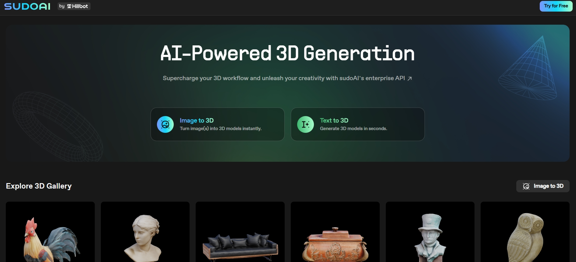 Sudo.ai 2 Sudo.ai 3D generation interface