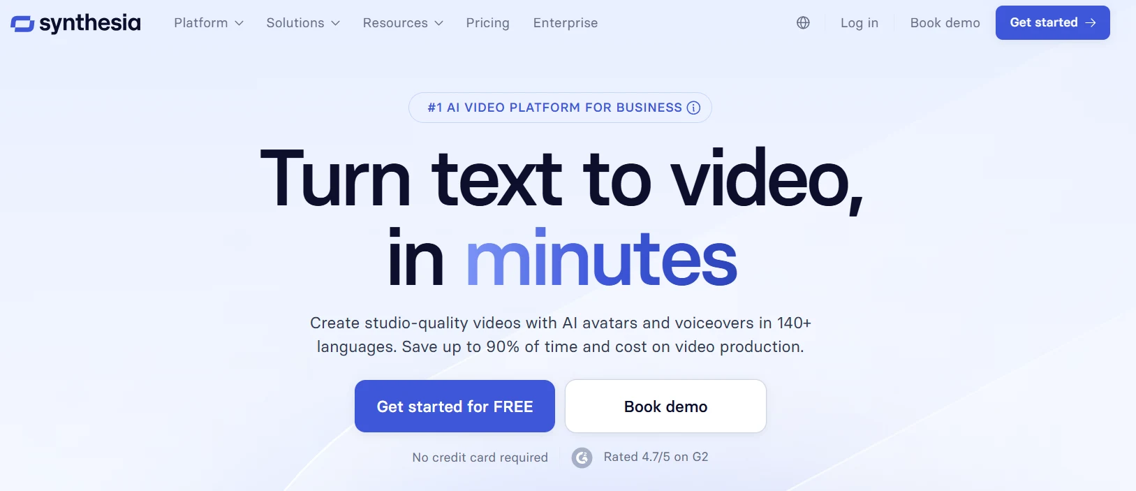 Synthesia dashboard showing the video editor and diverse AI avatar selection