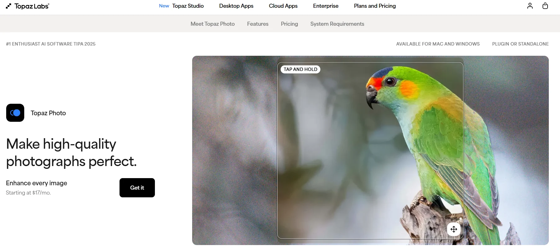 Topaz Photo AI 2 Topaz Photo AI dashboard showing the Autopilot panel and side-by-side comparison
