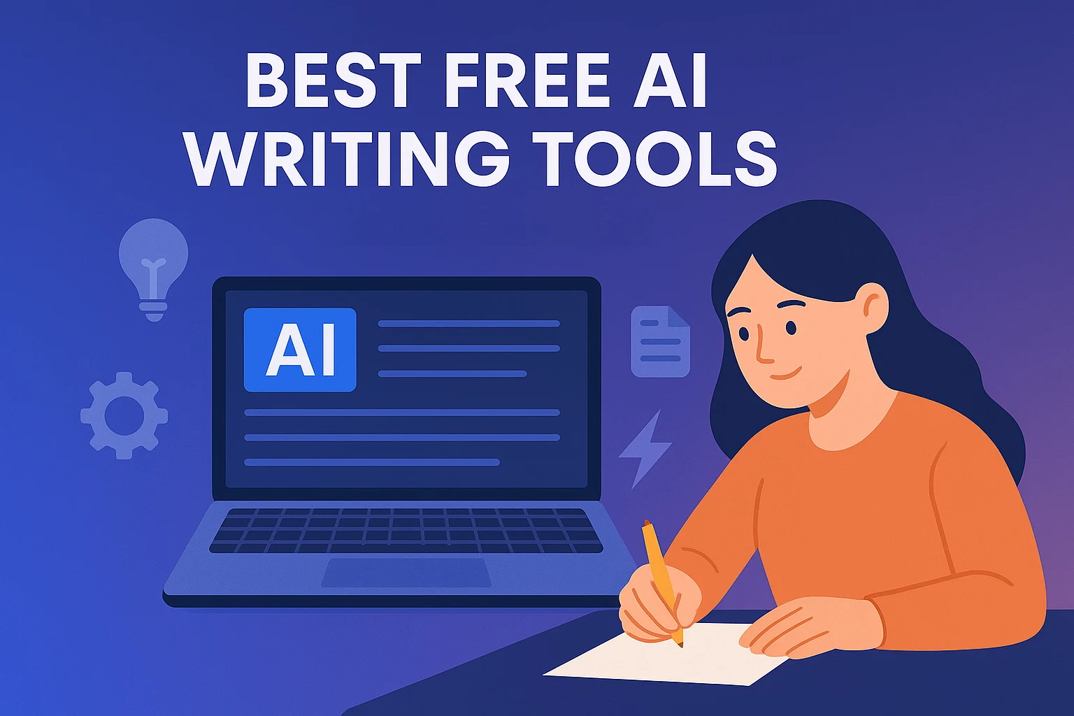 Comparison of Best Free AI Writing Tools in 2026 - Showing laptop with AI interface