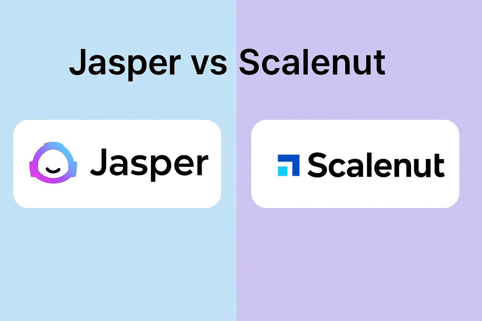 1 Jasper vs Scalenut comparison cover image with logos on split gradient background