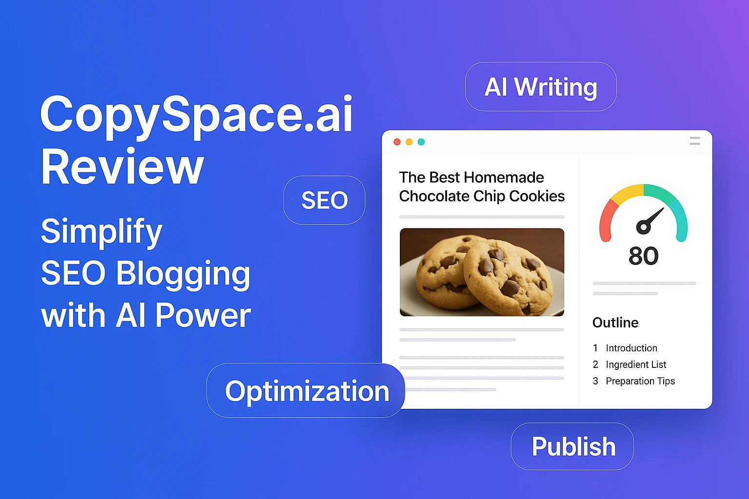 CopySpace.ai Review cover banner with gradient background and SEO workflow concept