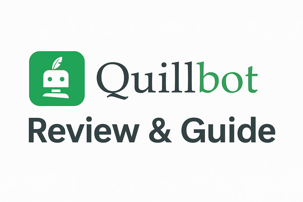 Quillbot — A Leading AI Paraphrasing and Grammar Tool for Students and Professional Writers 1 5:2 banner featuring the Quillbot logo with the title 'Quillbot Review & Guide' on a clean white background, styled for a professional AI tool overview page.