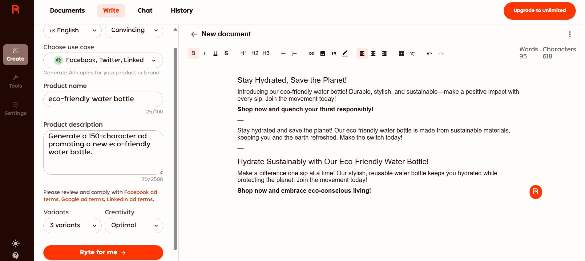 Rytr Review 2 Facebook Ad Copy by Rytr